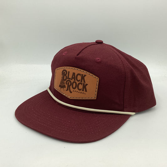 Maroon Leather Patch Rope Hat